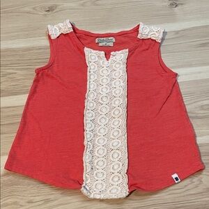 Lucky Brand Red Tank Top with White Lace